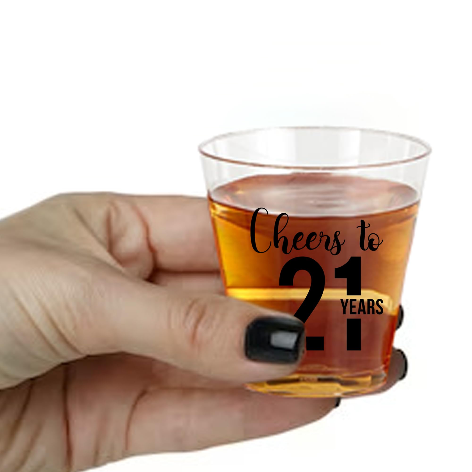 100 vasos de chupito Cheers To 21 Years – Vasos de chupito desechables de 21 onzas, decoraciones de cumpleaños 21 para ella y él, vasos de plástico de 21 cumpleaños, perfectos para recuerdos de fiesta