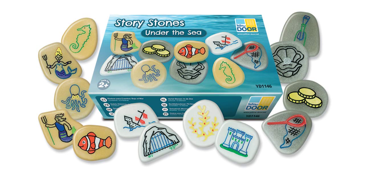 Yellow Door Story Stones Under the Sea | Set of 13 stones for story structure | Storytelling | Story Book Play Characters | Early Educational Toy for kids age 2 3 4 5 | Outdoor Literacy | Bookish Play