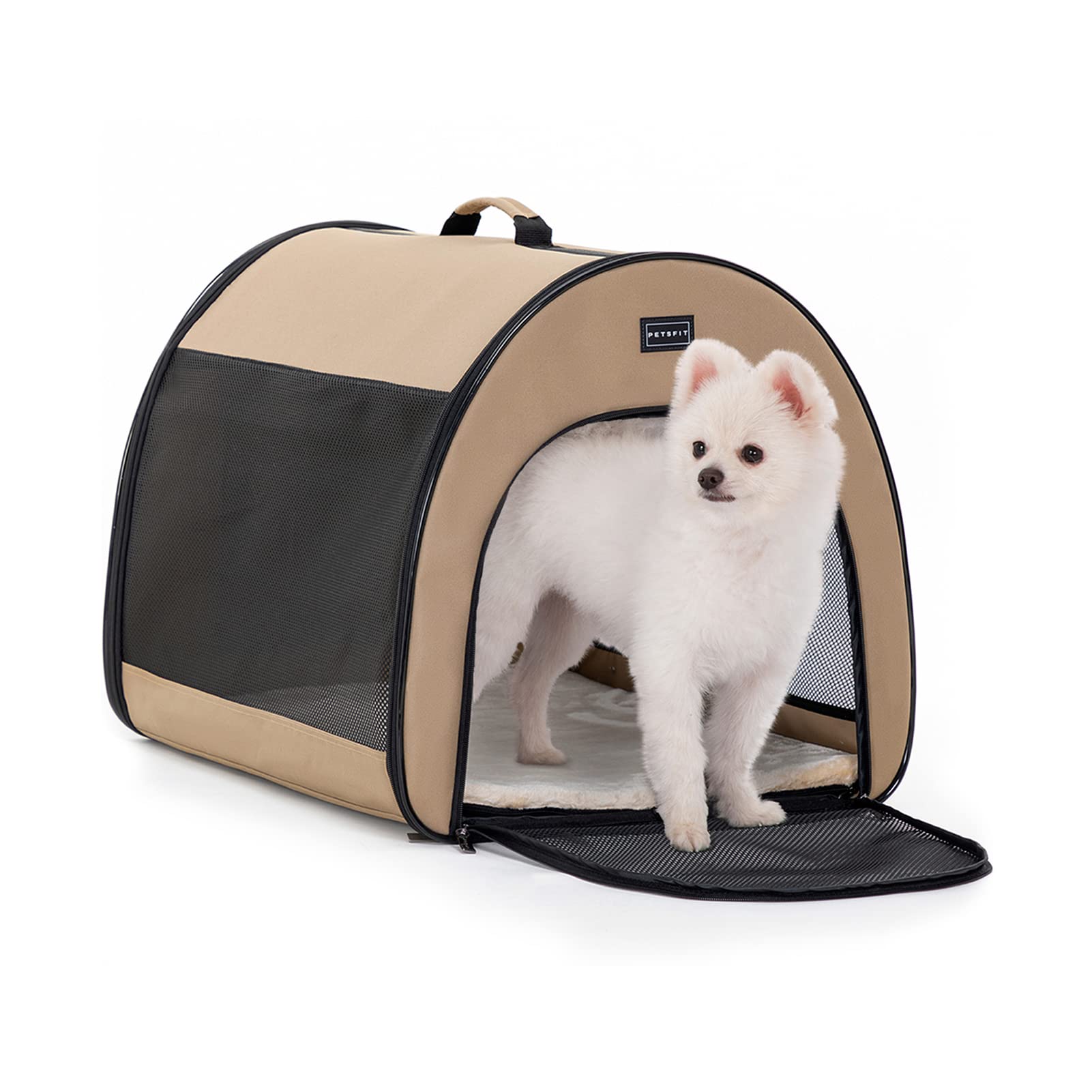 View of Petsfit Foldable Dog Crate, Arch Design Escape Proof Soft Collapsible ...