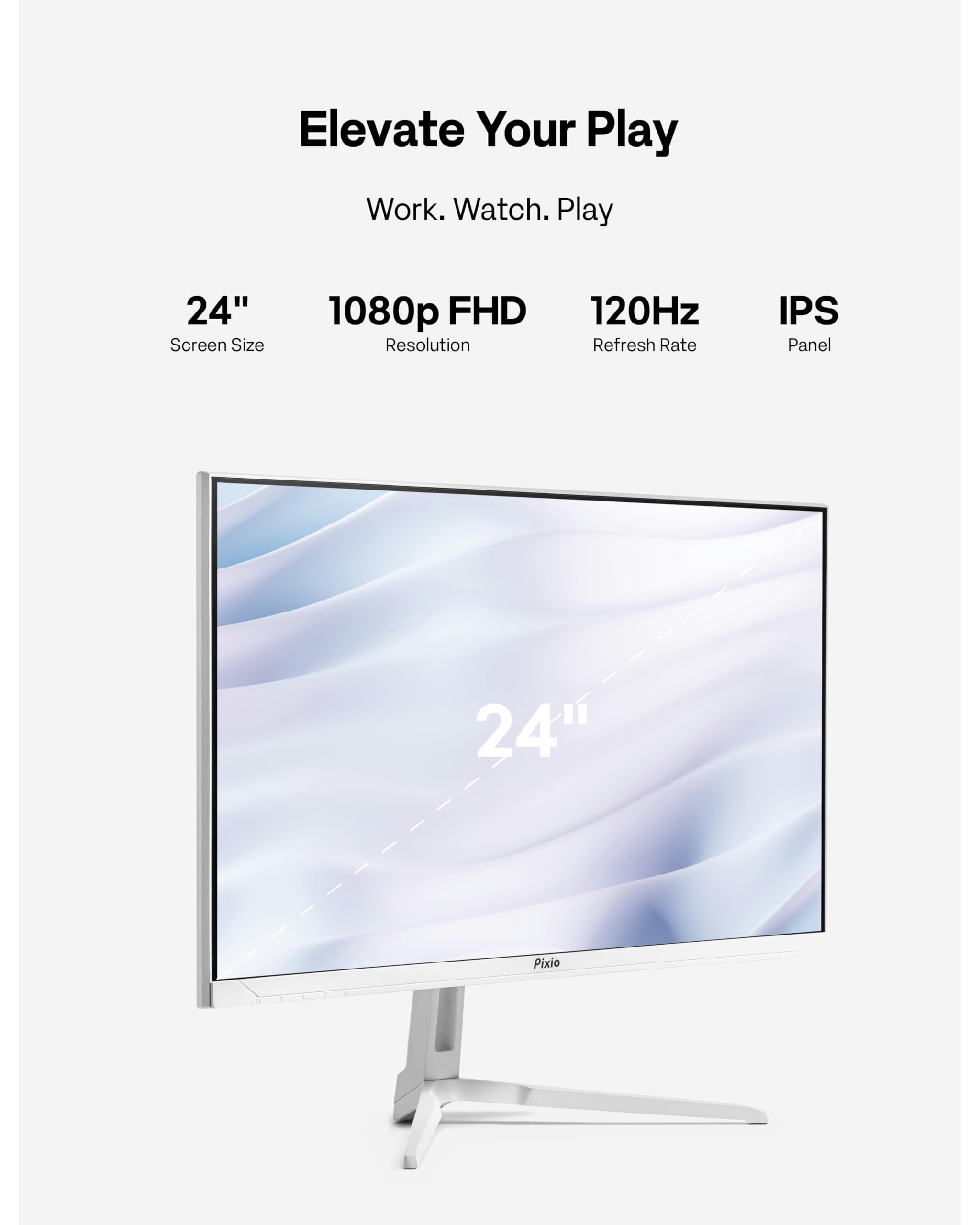 Amazon.com: Pixio PX246 Wave White 24 inch 120Hz Refresh Rate FHD