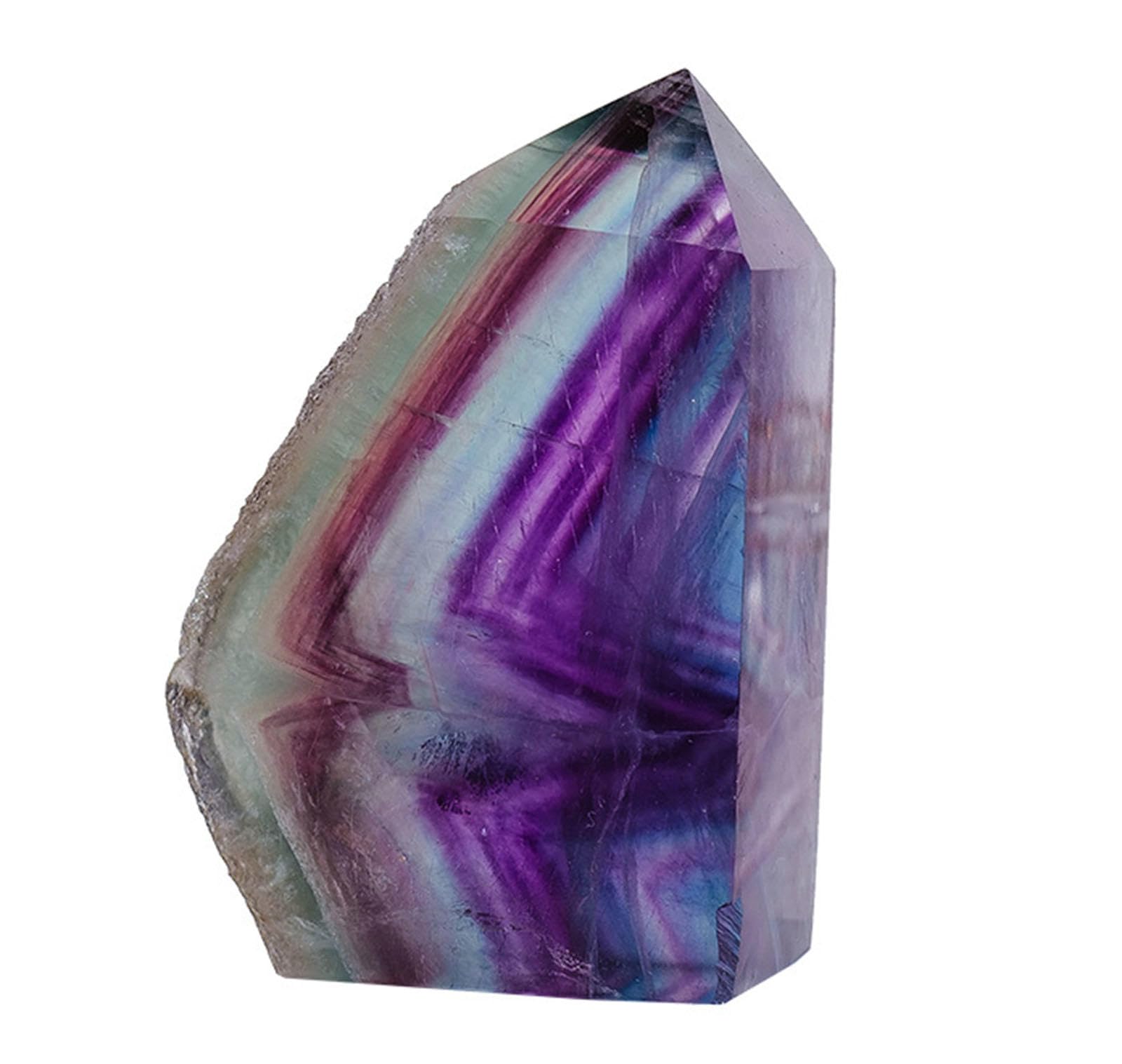 Punta de cuarzo de fluorita pulida de 9cm para equilibrio y bienestar interior