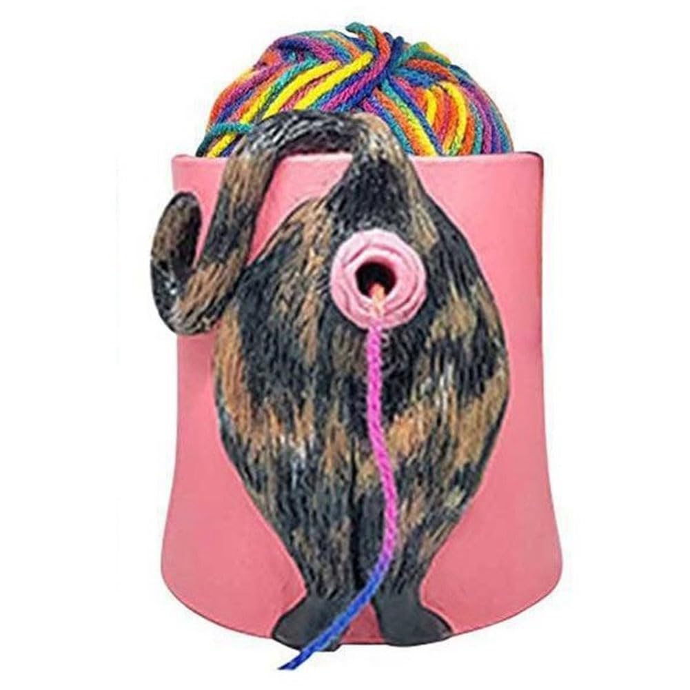 Tyatocepy Cat Yarn Bowl Artwork Yarn Crochet Knitting Basket with Hole Yarn Holder A