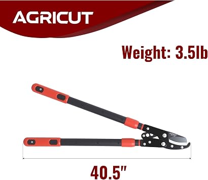 AGRICUT Extendable Garden Loppers Anvil - Tree Trimmer 2 Cut Capacity Hedge Clippers with Sharp High Carbon Steel Blade Hand Loppers for Cutting Branches