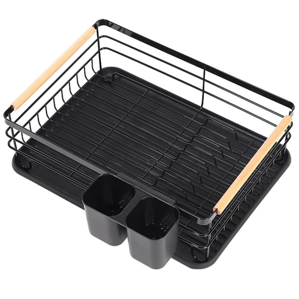 WOONEKY Égouttoir à Vaisselle Noir en Fer, Rangement Compact Cuisine