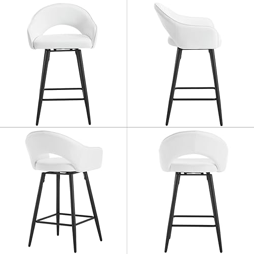 Miniatura 3 de LukeAlon Juego de 2 taburetes giratorios de piel sintética, respaldo abierto de 27 pulgadas de altura de asiento, taburetes de bar bajos con patas