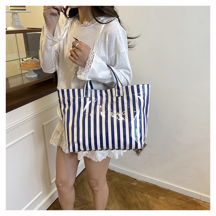 Image of Lushandy PVC Tote Bag for Women Jelly Beach Bag Top Handle Hobo Handbag | Water-Resistant, Wipe Clean, Lightweight