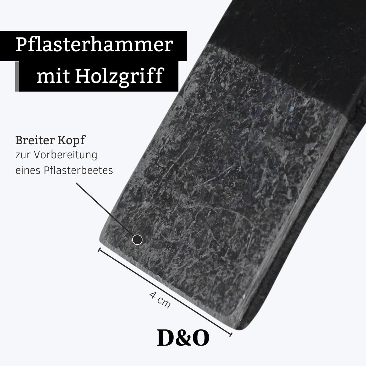 D&O - Pflasterhammer 1,7 kg aus Borstahl - Verlegerhammer mit Eschenstiel | Geschmiedeter Schonhammer für den Garten - Steinsetzerhammer mit 4 cm Kopfbreite - Handwerkzeug für Pflasterarbeiten