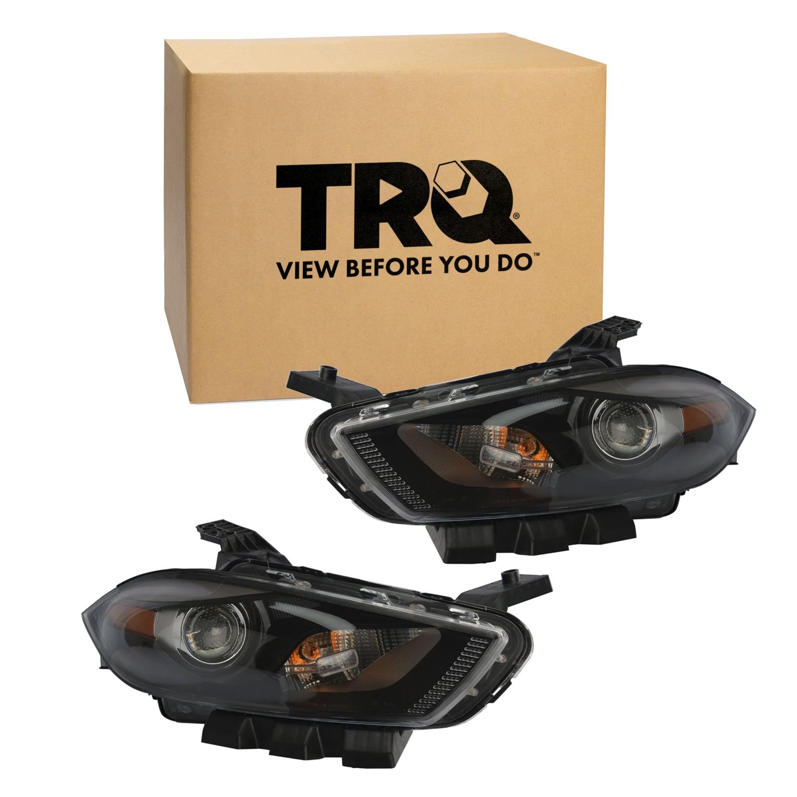 TRQ Black Bezel Headlight Set