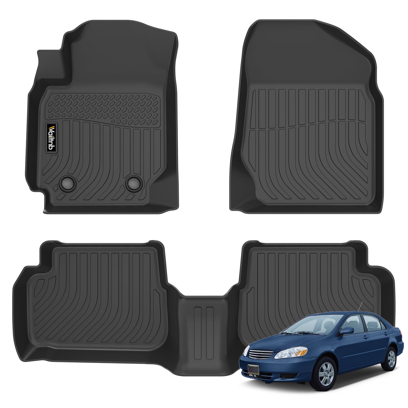 Wailtnb- for Toyota Corolla 2003-2008 Floor Mat (Not Fit for Front Seats with Heated Vents Underneath) All Weather Floor Liner Car Mat for Toyota Corolla Custom Fit Automotive Full Set Accessories
