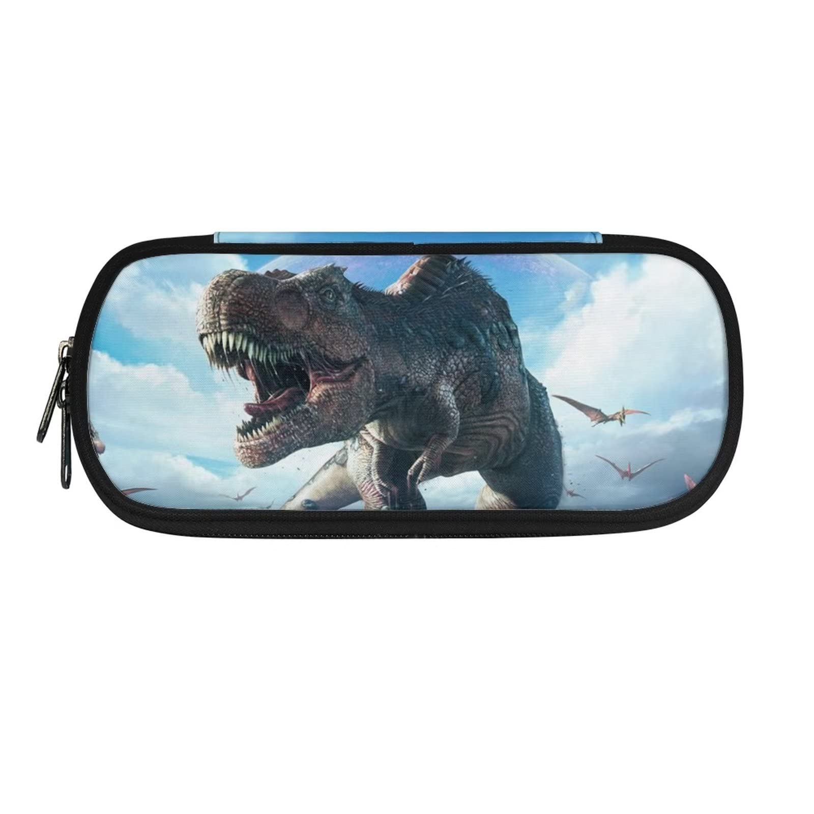 HUGS IDEA T-Rex Dinosaur Large Pencil Case for Boys and Girls, Aesthetic Pencil Bag with Multi Compartments for Adults, School Office Stationery Organizer Pencil Case — image 1