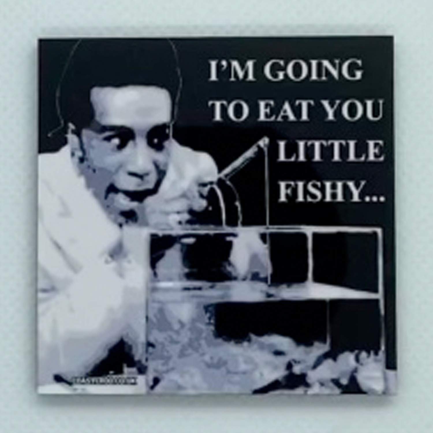 Coasteroo Red Eat You Little Fishy - The Cat From Dwarf - Fridge Magnet - Hardboard - 57Mm X 57Mm - Gloss Finish