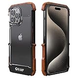 Kowauri for iPhone 15 Pro Max Case,Drop Protection Aluminum Alloy Metal Wood Bumper Frame Cover Shockproof Dropproof Protective Case for iPhone 15 Pro Max (6.7 inch) Black