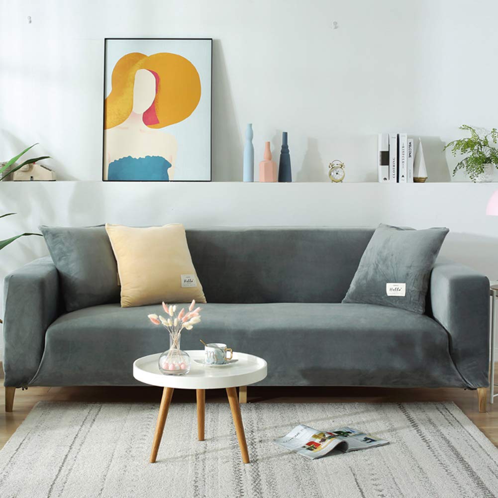 Felpa Cubiertas De Sofá para 1 2 3 4 Cubierta De Sofá,Polvo-Prueba Terciopelo Elástico Soft Couch Cover,Ajuste Fácil Lavable,Cubierta De La Silla Recliner Mueble Protector De Sofá-
