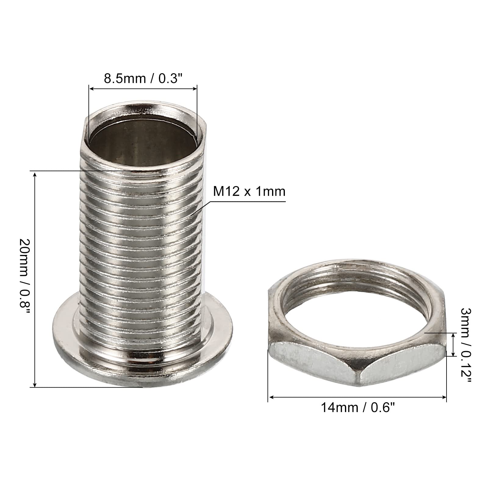 30 Pezzi Bulloni M12x20mm A Testa Cava Con Dadi - Per Lampadari E Fai Da Te | Zincati, Acciaio Carbonio - Foto 3