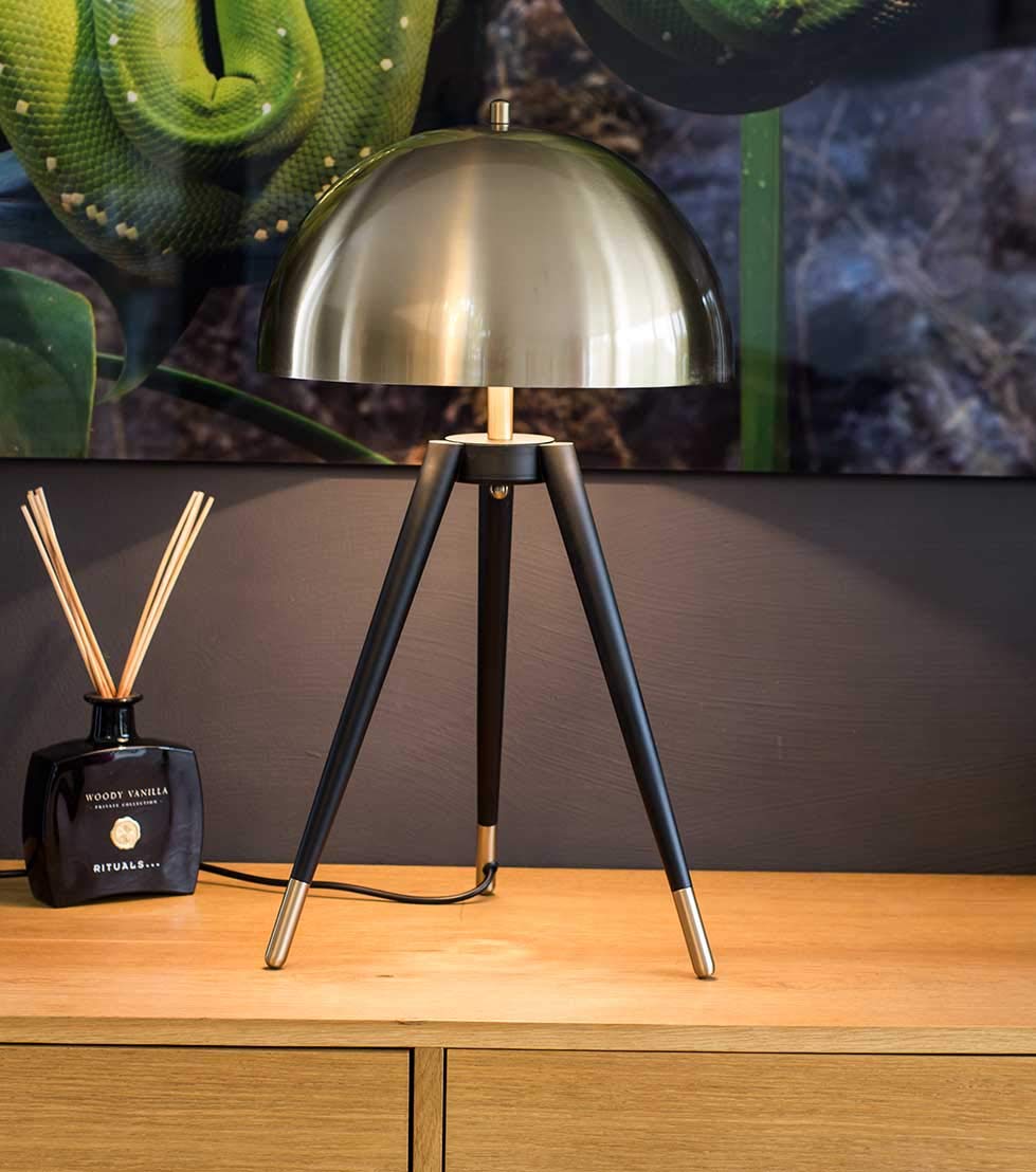 Grandes Seta lámpara de mesa noche mesa Proyección Lounge dreib Acuerdo Oro Negro Altura 61 cm. Calidad