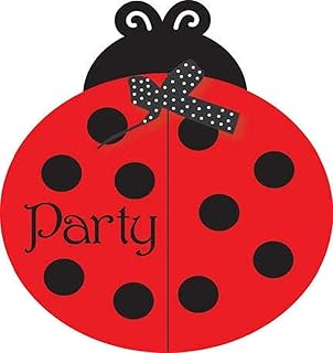 Creative Converting Birthday Ladybug Fancy Party Foldover Invitation, One Size, Multicolor
