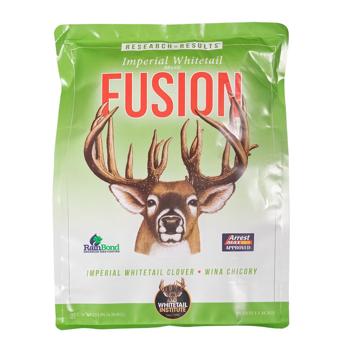 Whitetail Institute FUSION Deer Food Plot Seed for Spring or Fall Planting, Blend of Clover and Chicory for Maximum Deer Attraction, Heat, Cold and Drought Tolerant, 9.25 lbs (1.5 acres)