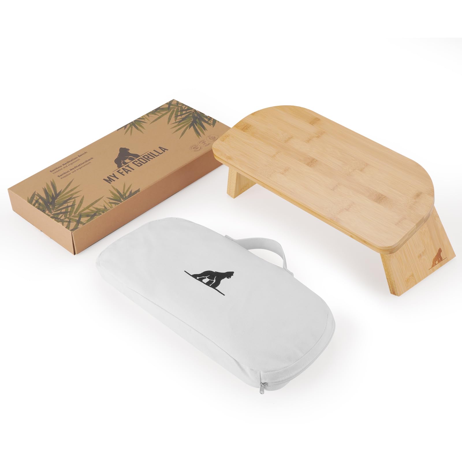 MY FAT GORILLA Meditationsbank Bambus – Meditationsstuhl Meditationshocker Faltbar – Yoga Hocker Klappbar Bambus – Natur
