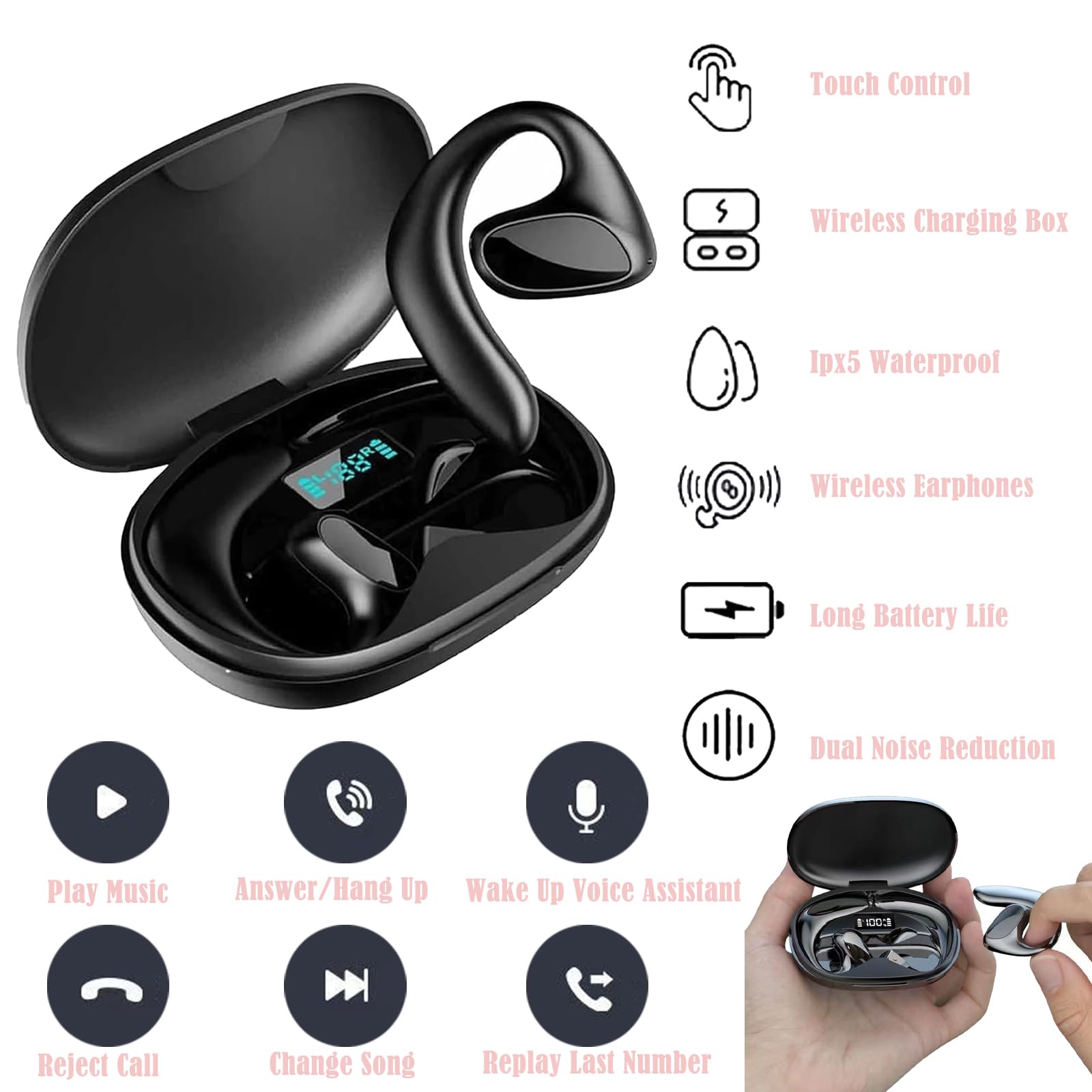 Auriculares Traductores De Idiomas V2, Auriculares Traductores, TraduccióN En Tiempo En 144 Idiomas, Controles TáCtiles, Rompen Las Barreras del Idioma. (White)