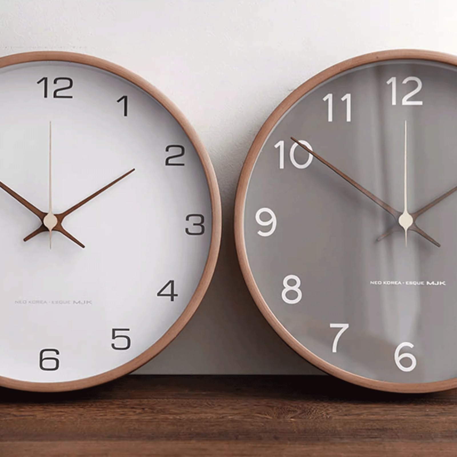 Keuken 10 inch massief houten woonkamer eenvoudige decoratieve klok, stille kwartsklok, wandklok, geschikt for kantoren, woonkamers en studeerkamers. Decoratie(Wit,12inch