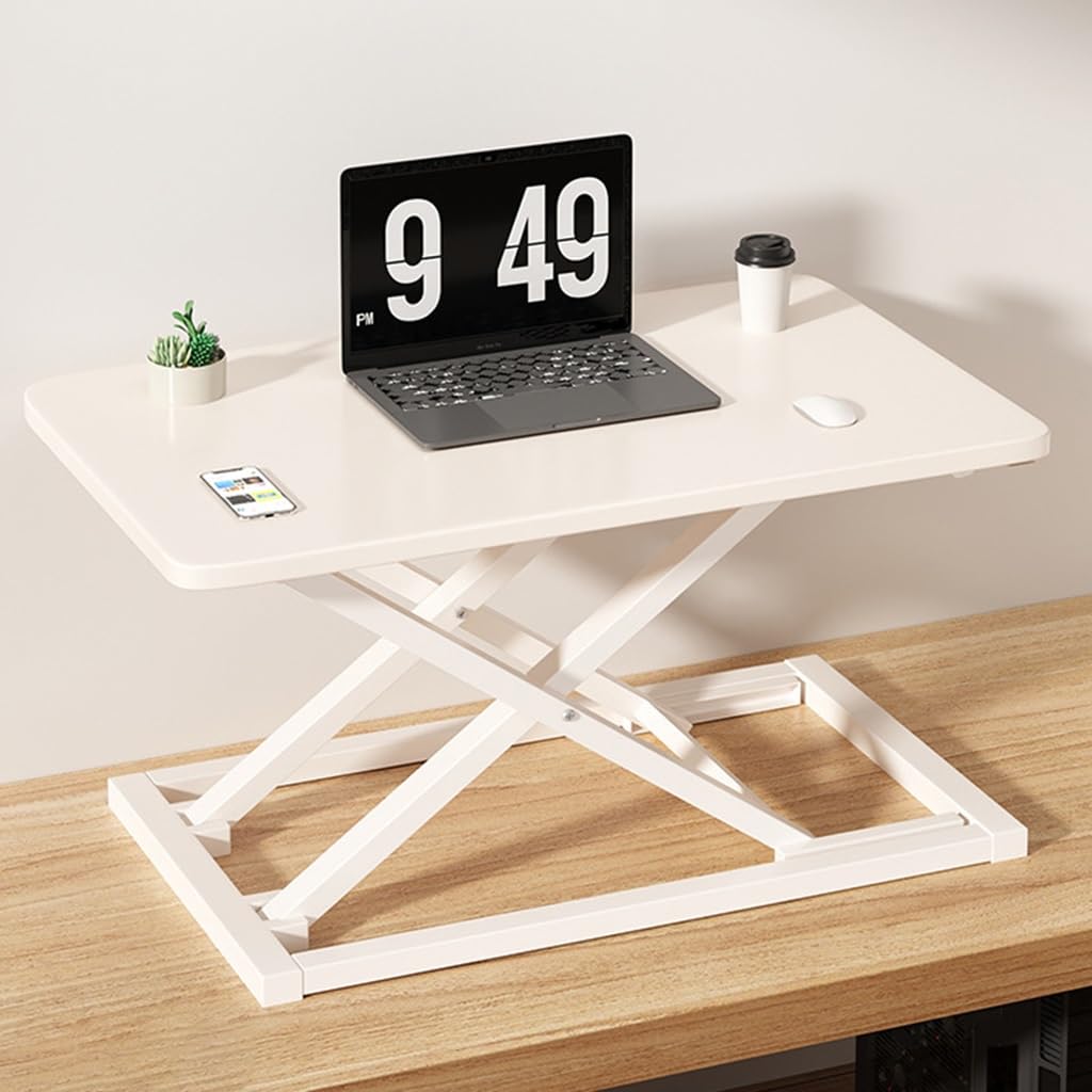 Convertisseur De Bureau Assis-Debout Réglable en Hauteur (7 Positions), Rehausseur De Bureau Réglable en Hauteur, Noir.White-60 * 34cm