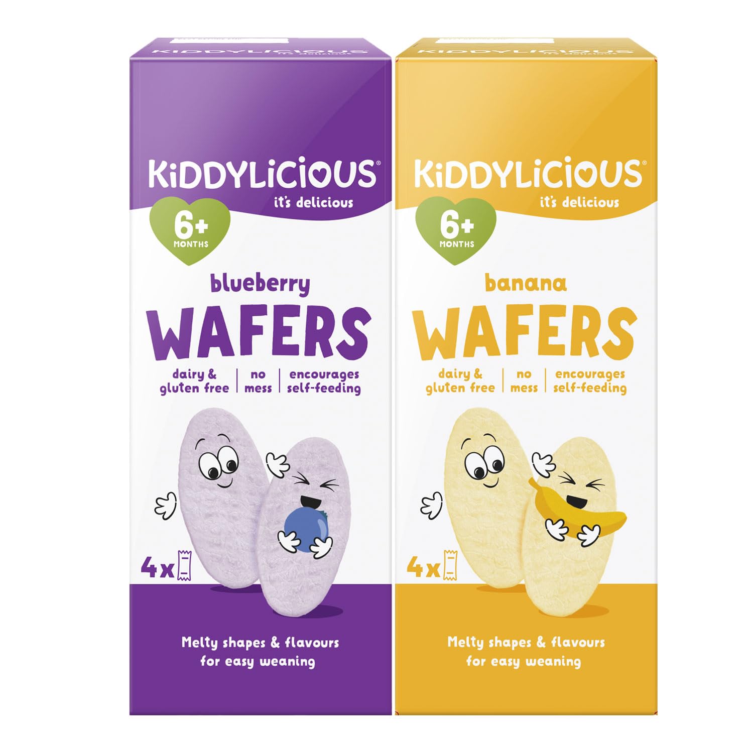Wafers Variety Pack (1x Banana Wafers 16g & 1x Blueberry Wafers 16g), total 2 packs | Crumb Free | Weaning snack | Suitable for 7+ Months | Vitamin B1.