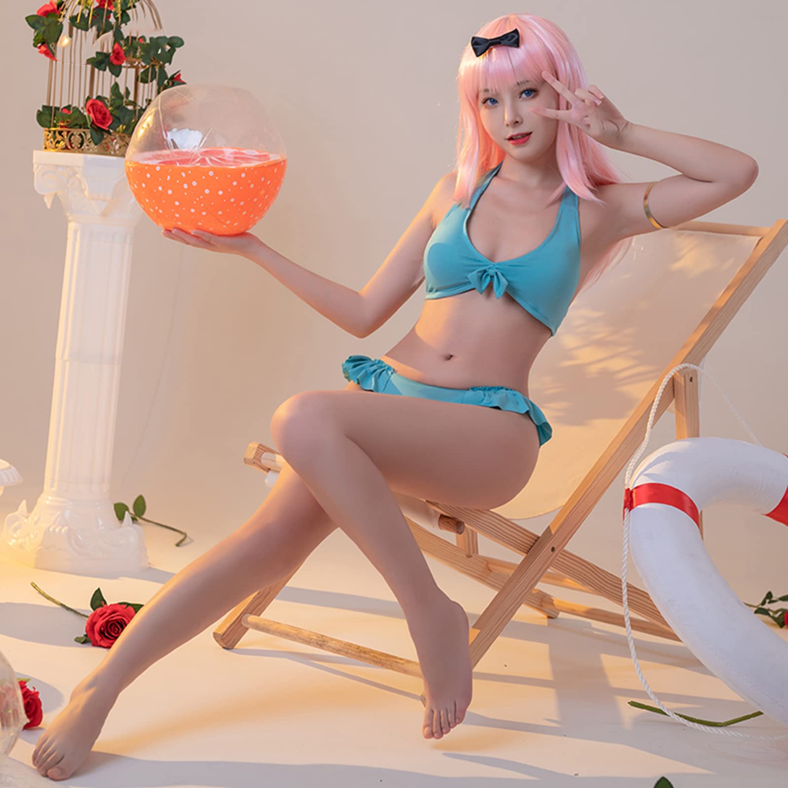 Amazon.co.jp: 藤原 千花 コスプレ衣装 水着 かぐや様は告らせ