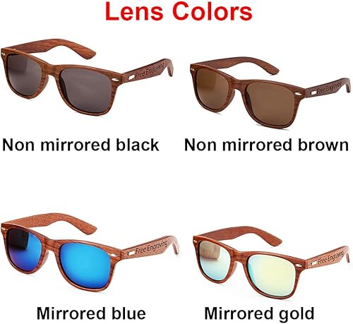 Vista 4 de Personalized Wooden Unisex Sunglasses UV400, Groomsmen Gifts, Bridesmaid Gifts, Mens Gift, Gift for Her