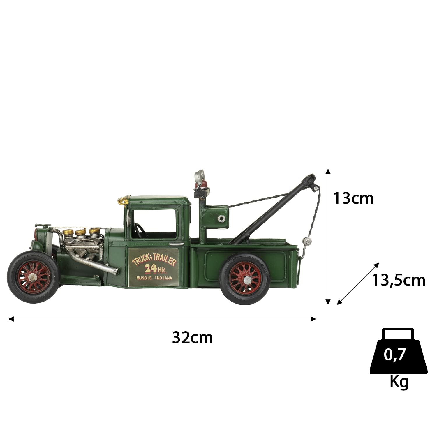 Moritz Blech-Deko Auto Abschleppfahrzeug grün Blechdekoration Blechmodell Modellauto Retro Sammlerstück Vintage Deko Nostalgie Antik Style