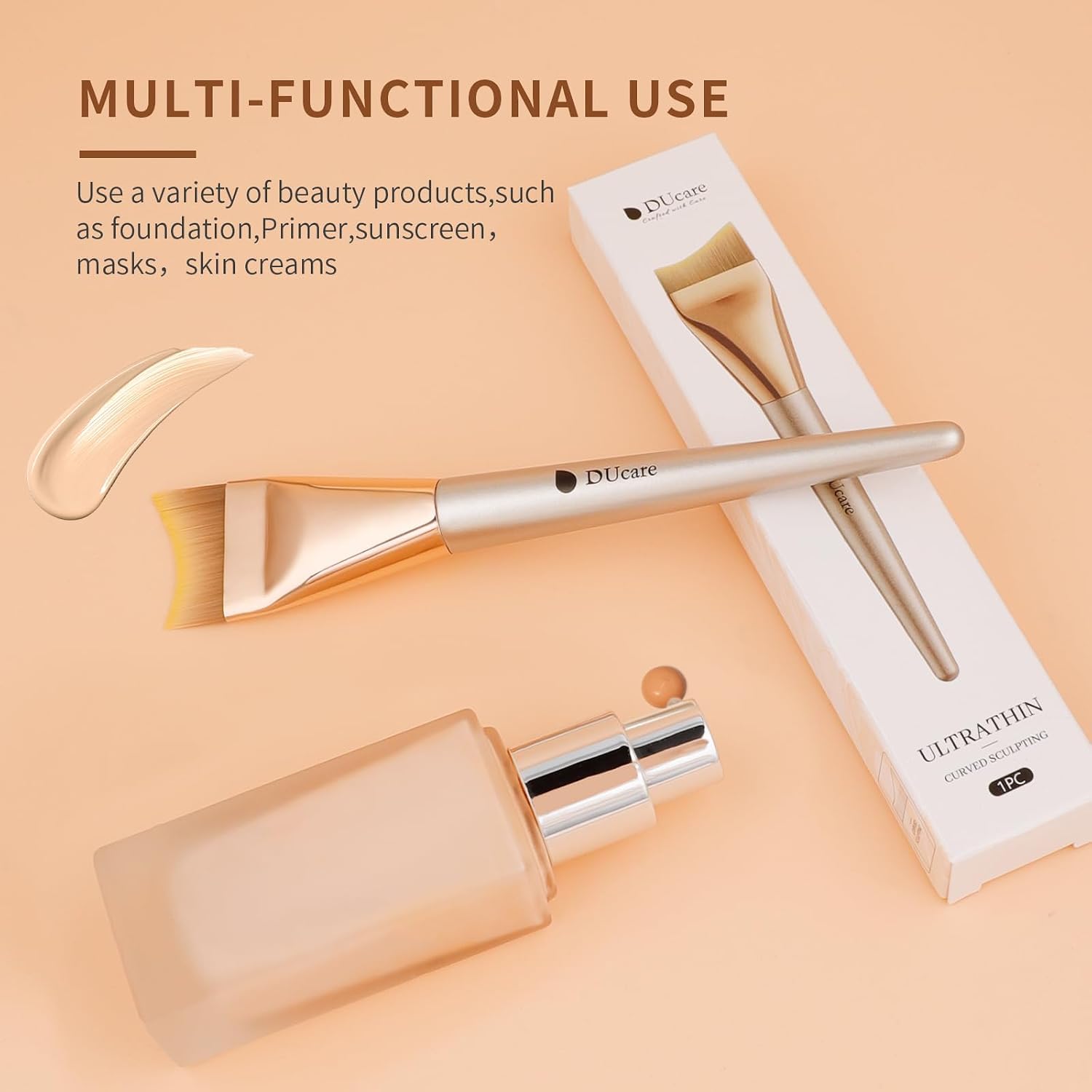 DUcare Flat Foundation Brush Korean Makeup Brush | Spatula Brush.Liquid Fish Tail Thin Makeup Face Brush for Blending, Cream,Foundation for Seamless Application