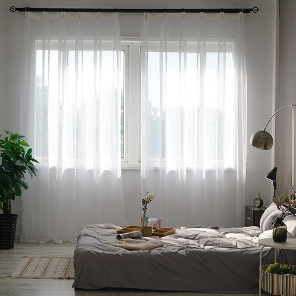 Cortinas de gasa blancas para sala de estar y ventanas de dormitorio de 100 x 260 cm