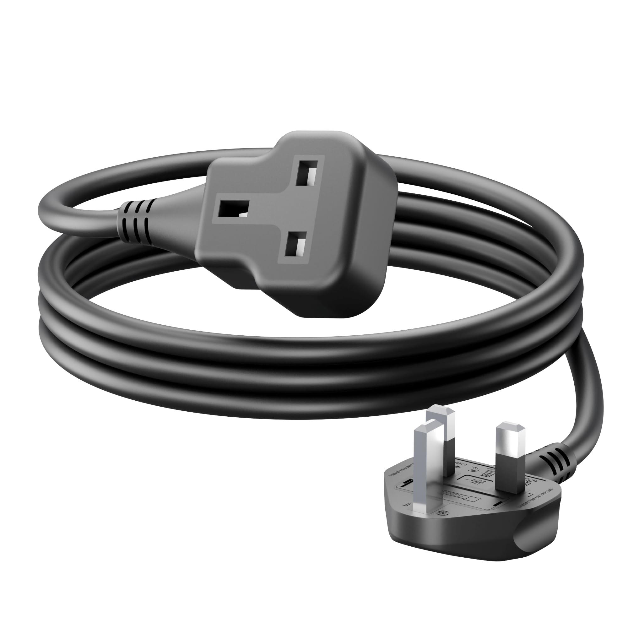 1 Meter Short Extension Lead Single Plug Socket Power Cable 13 Amp Extension Cord Electrical Socket Black