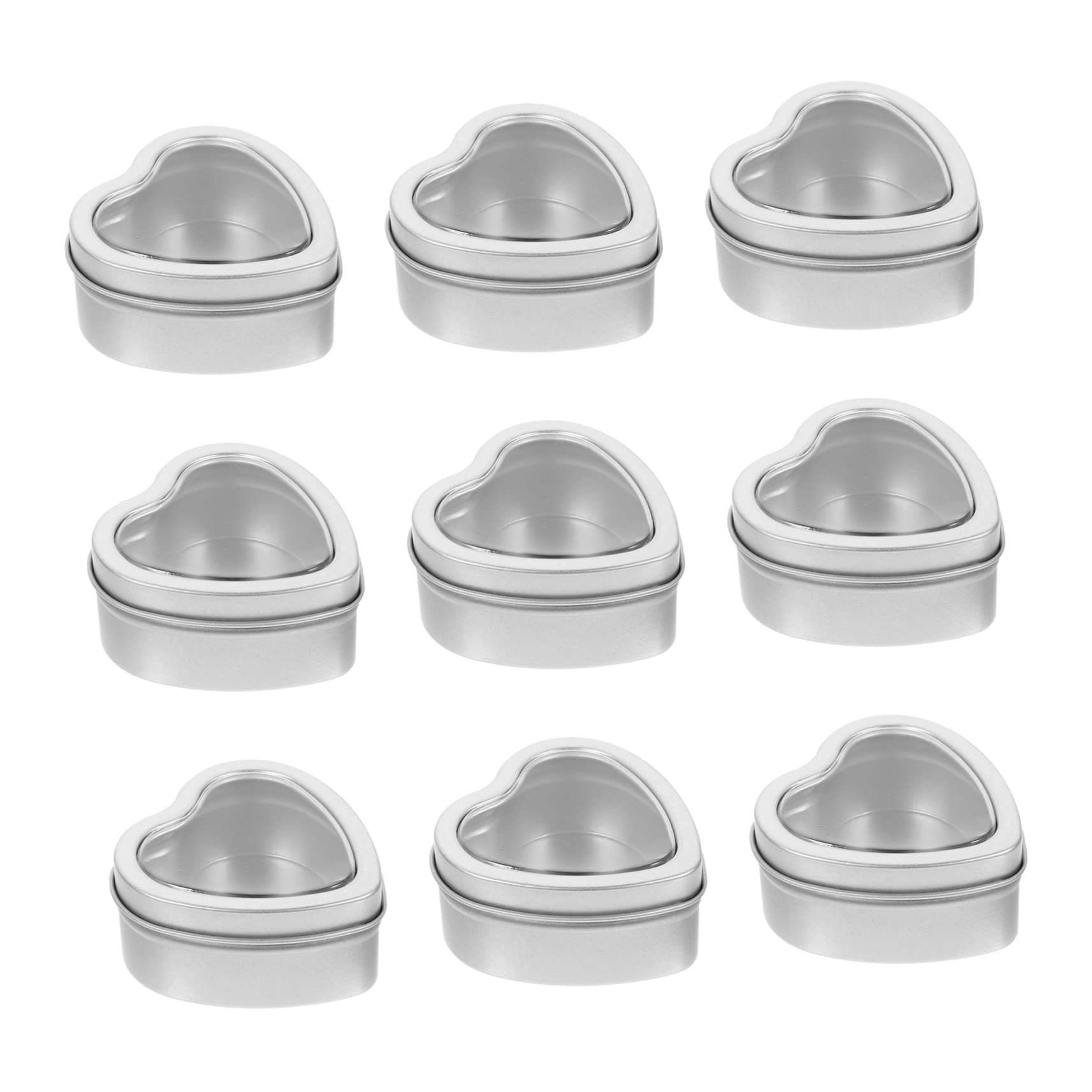 Beatifufu 10pcs Heart Shape Metal Tins with Window Lid for Candles Candy Storage and Packaging Stylish Empty Candle Containers for Parties and Events