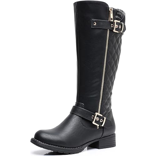 GLOBALWIN Women's Quilted Knee-High Fashion Dressy Riding Boots