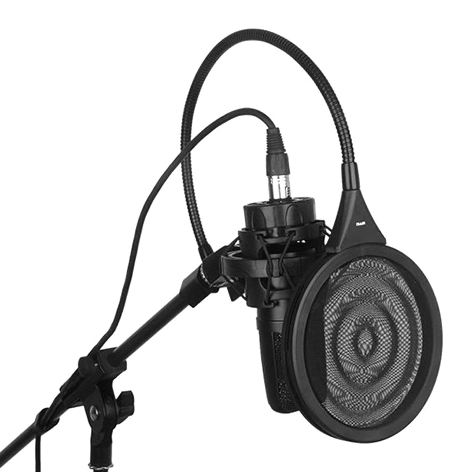 Filtro de soplado de micrófono, doble cubierta de red de metal, para podcasters y protector de voz, equipo auditivo