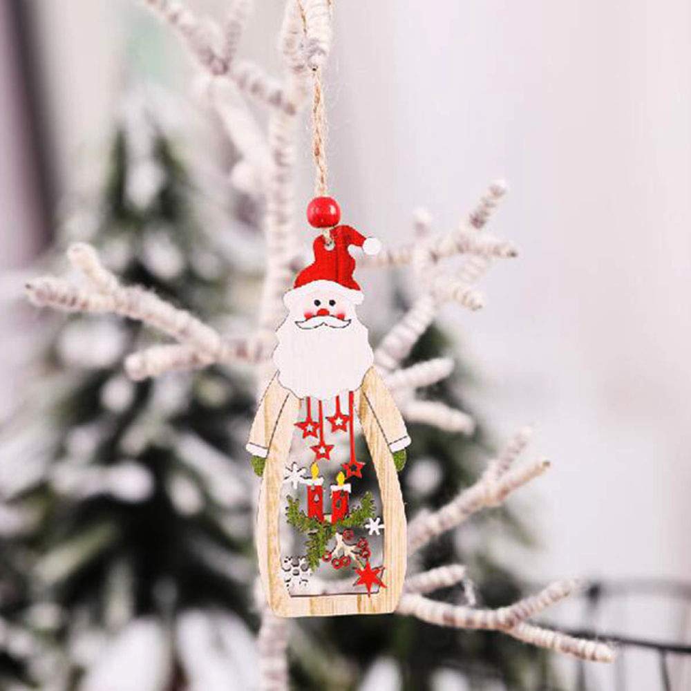 Drewniany płatek śniegu świeca pusta Święty Mikołaj ozdoba choinkowa butelka wina kształt Boże Narodzenie Boże Narodzenie zawieszka Happy New Year Party (Mikołaj)