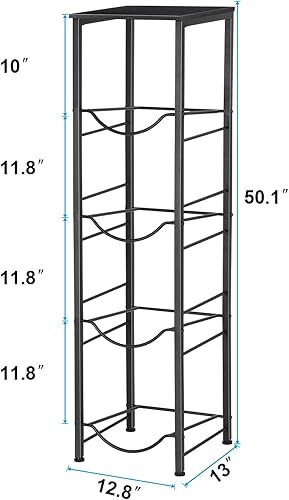 Miniatura 3 de MOOACE Estante para jarra de agua de 4 niveles, organizador de 5 galones con estantes de almacenamiento, color negro