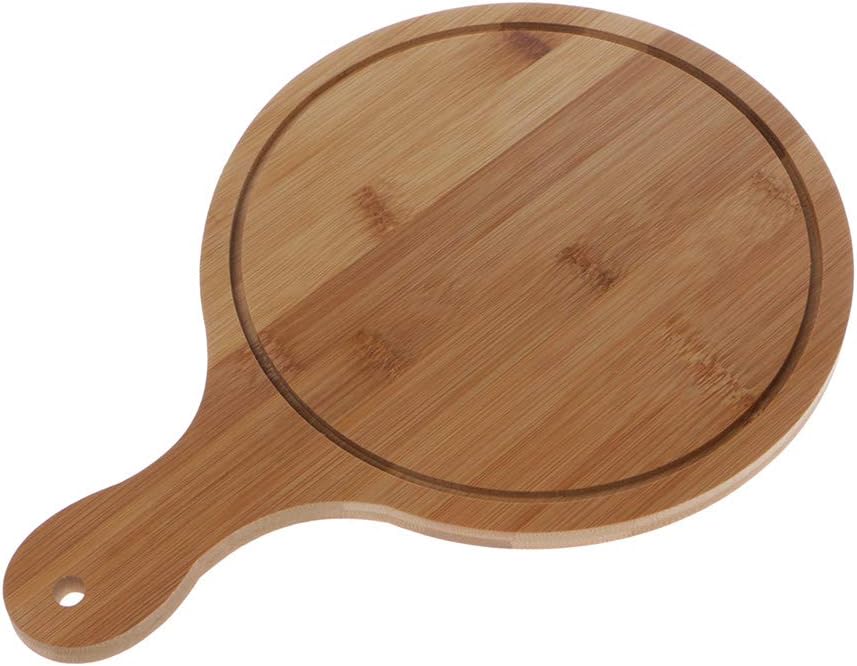 peng Durable Round Wooden Pizza Paddle Serving Board Making Peel Cutting Tray 4 Sizes