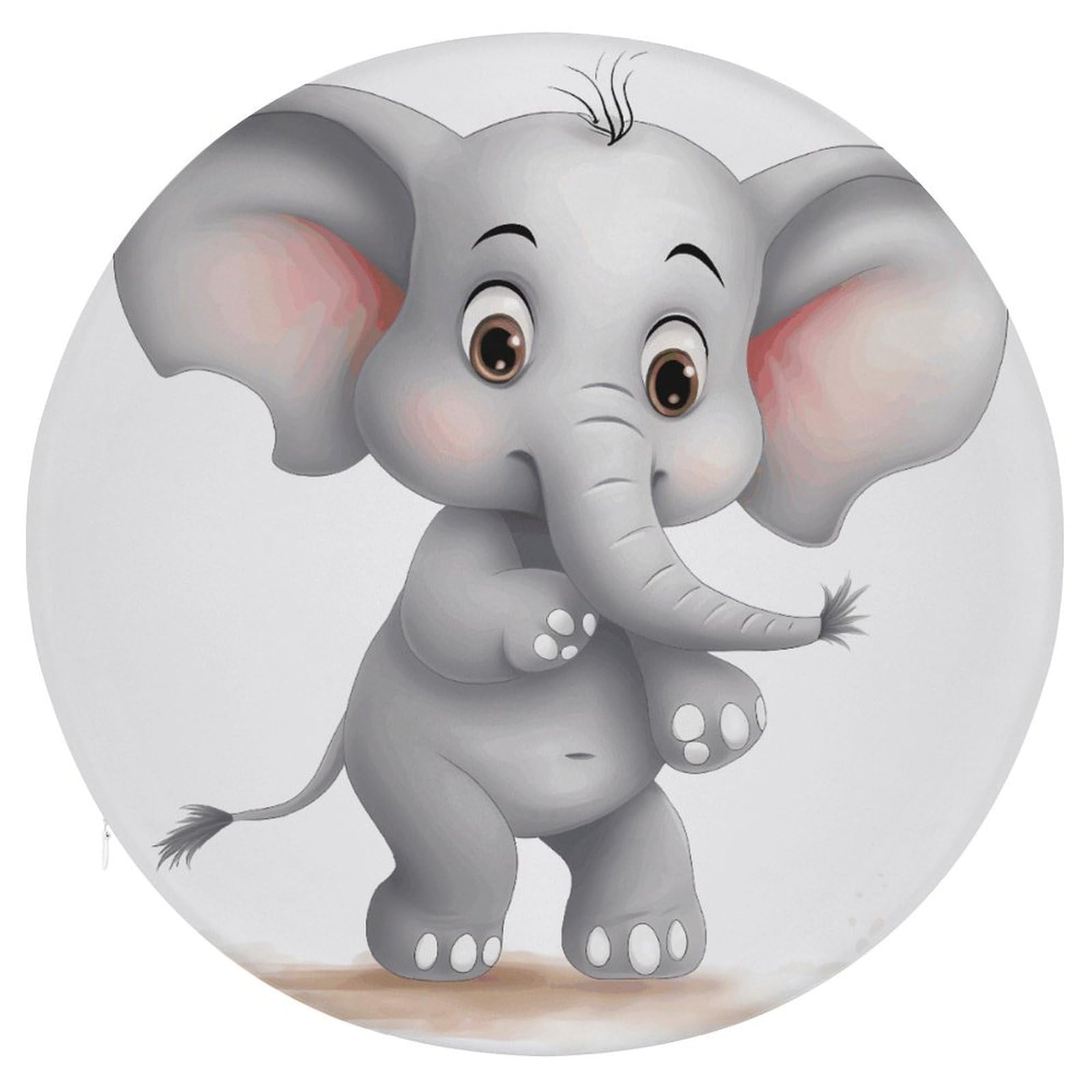 JTREHY Cute Elephant Cushion Soft Breathable Round Cushions Multi-Functional with Zipper Floor Pillows Cushion for Various Indoor Occasions Chair Pad