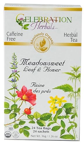 Celebration Herbals Té orgánico de hojas y flores de Meadowsweet - 24 bolsas de té