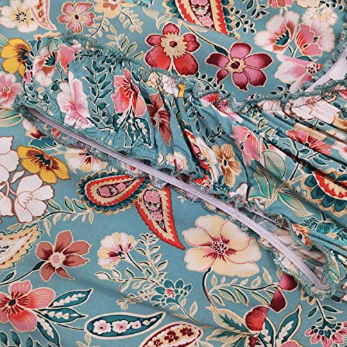 Image of OSTOO Women's 2026 Summer Boho Floral Print Tiered Casual Flowy Long Maxi Dress