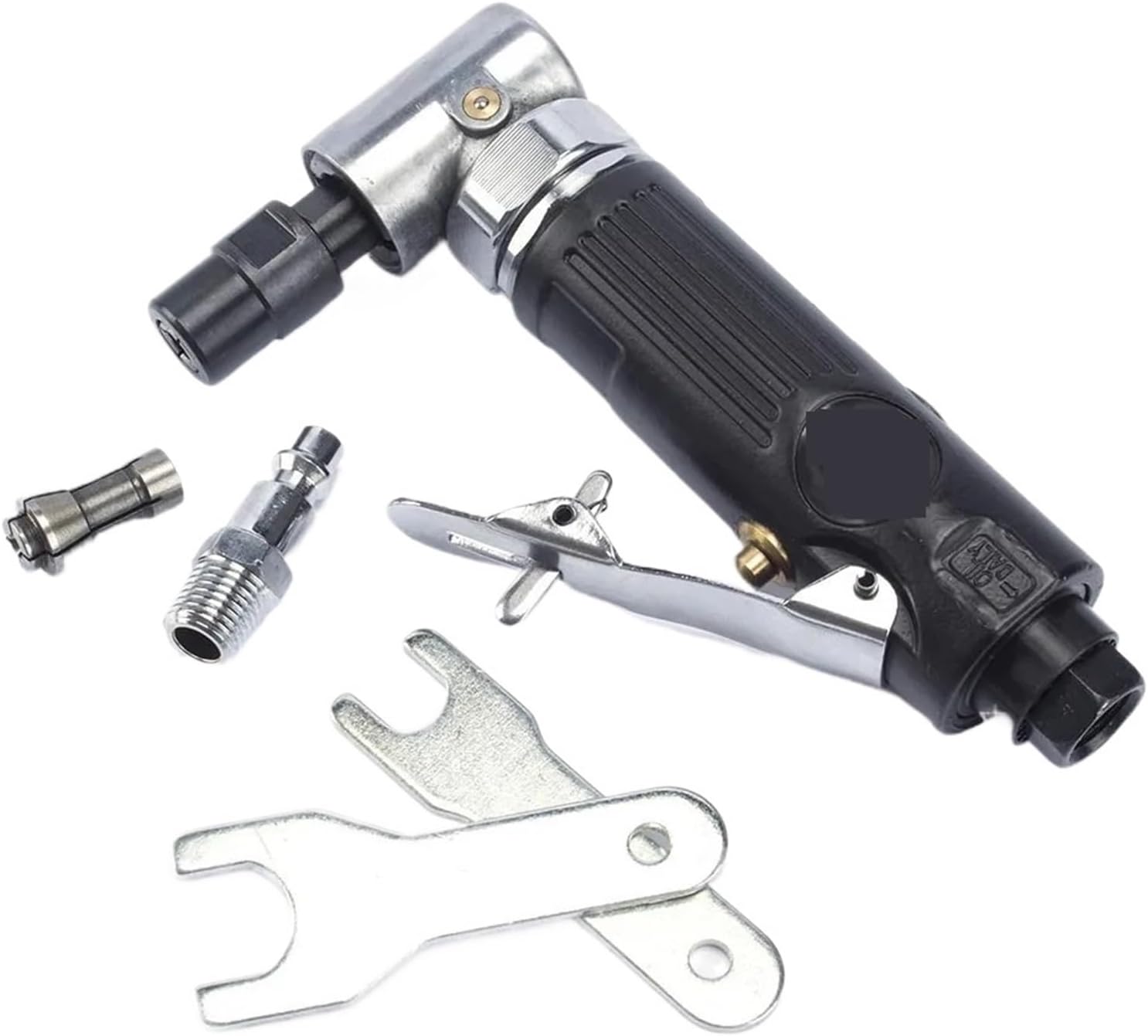 1/4'' Air Angle Die Grinder 90 Degree Pneumatic Grinding Polisher Mill Engraving Machine with 2inch Sanding Discs 20000RPM(Black set)