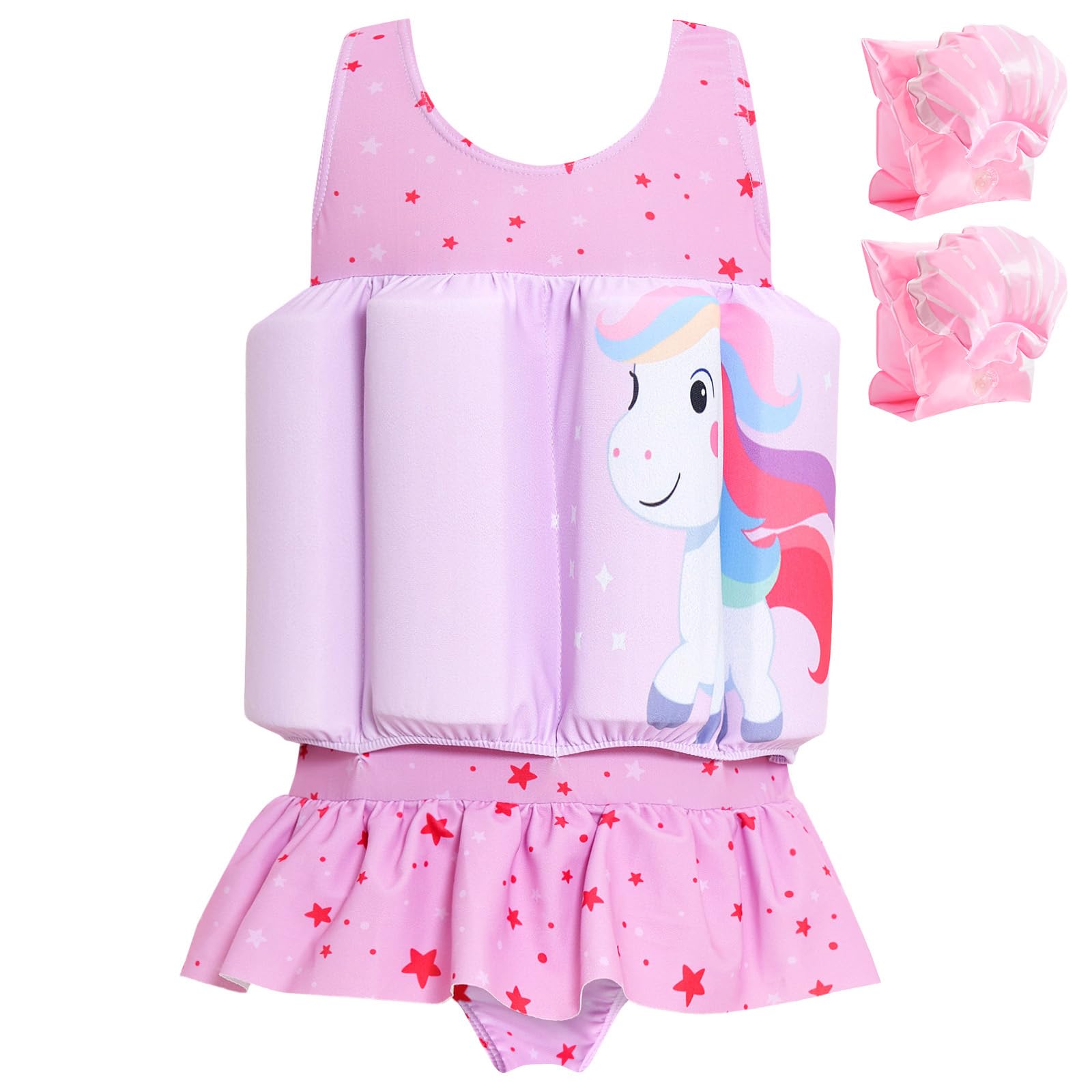 Traje de baño de una pieza con flotación para bebés y niñas