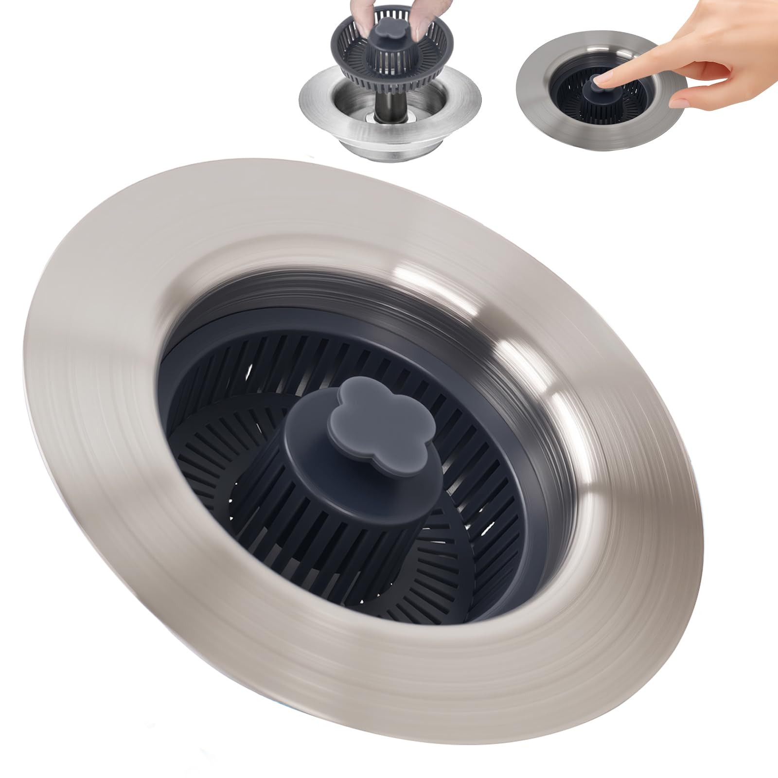 Bande d'évier en acier inoxydable avec bouchon pop-up 3 en 1 durable et robuste