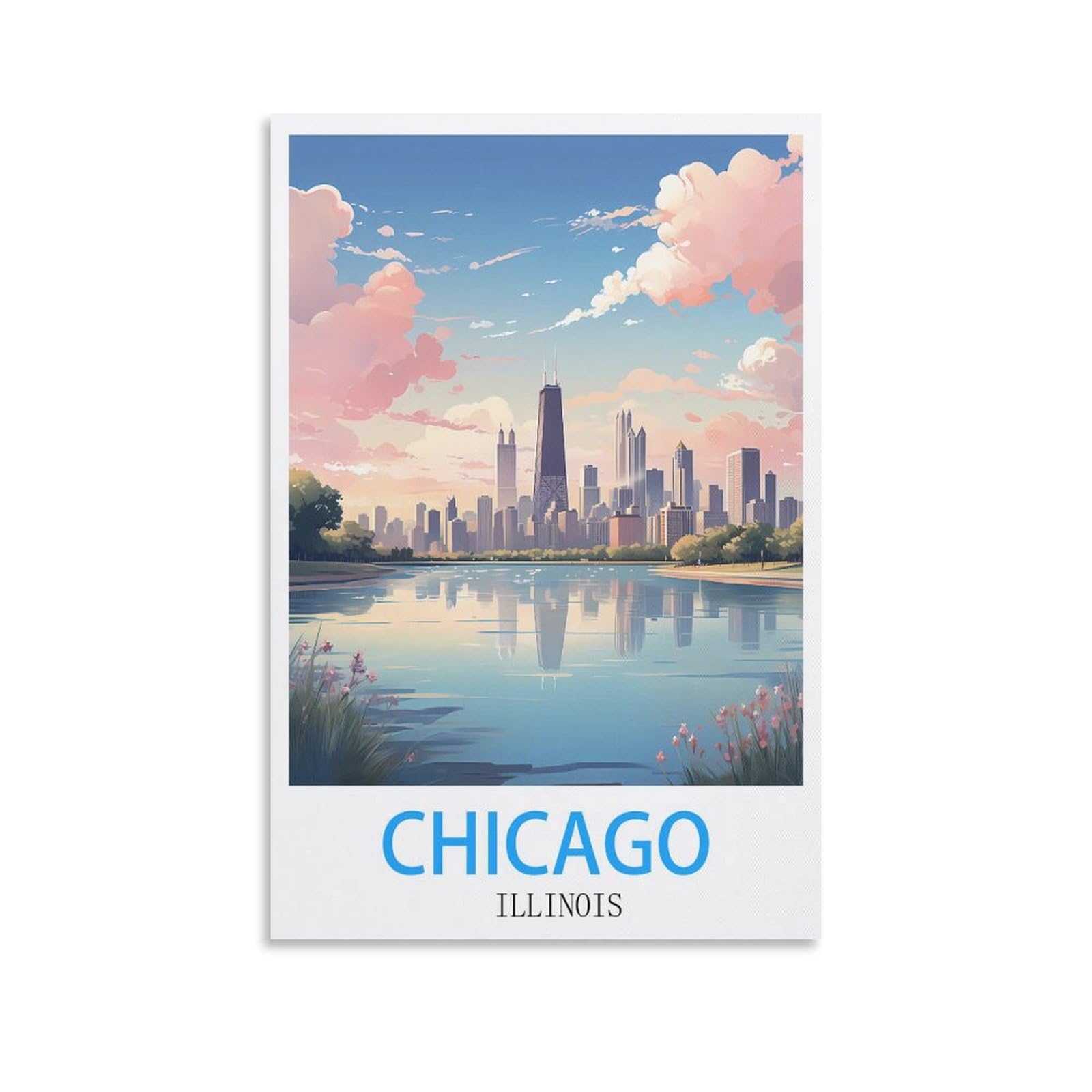 Metal Tin Sign,Chicago Illinois,Vintage Bar Club Cave Home Kitchen Rustic Wall Art Decor Funny Sign 15x30cm