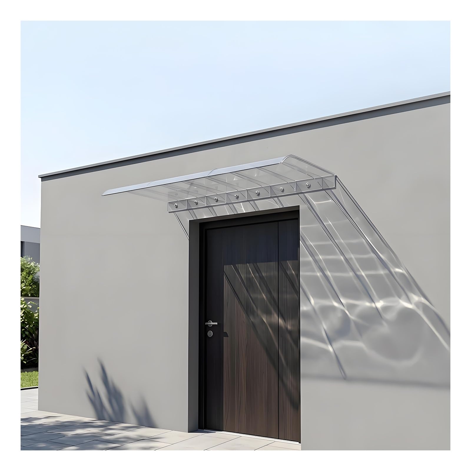 Zhengqian One Color Heavy Duty Outdoor Door Patio Awning Canopy,Invisible Rain Shelter Cover,Uv Rain Snow Protection Soundproofing 55X200cm Window Awnings Exterior(Color : Clear )(W55*L250cm/W 21.6*L98.4in)