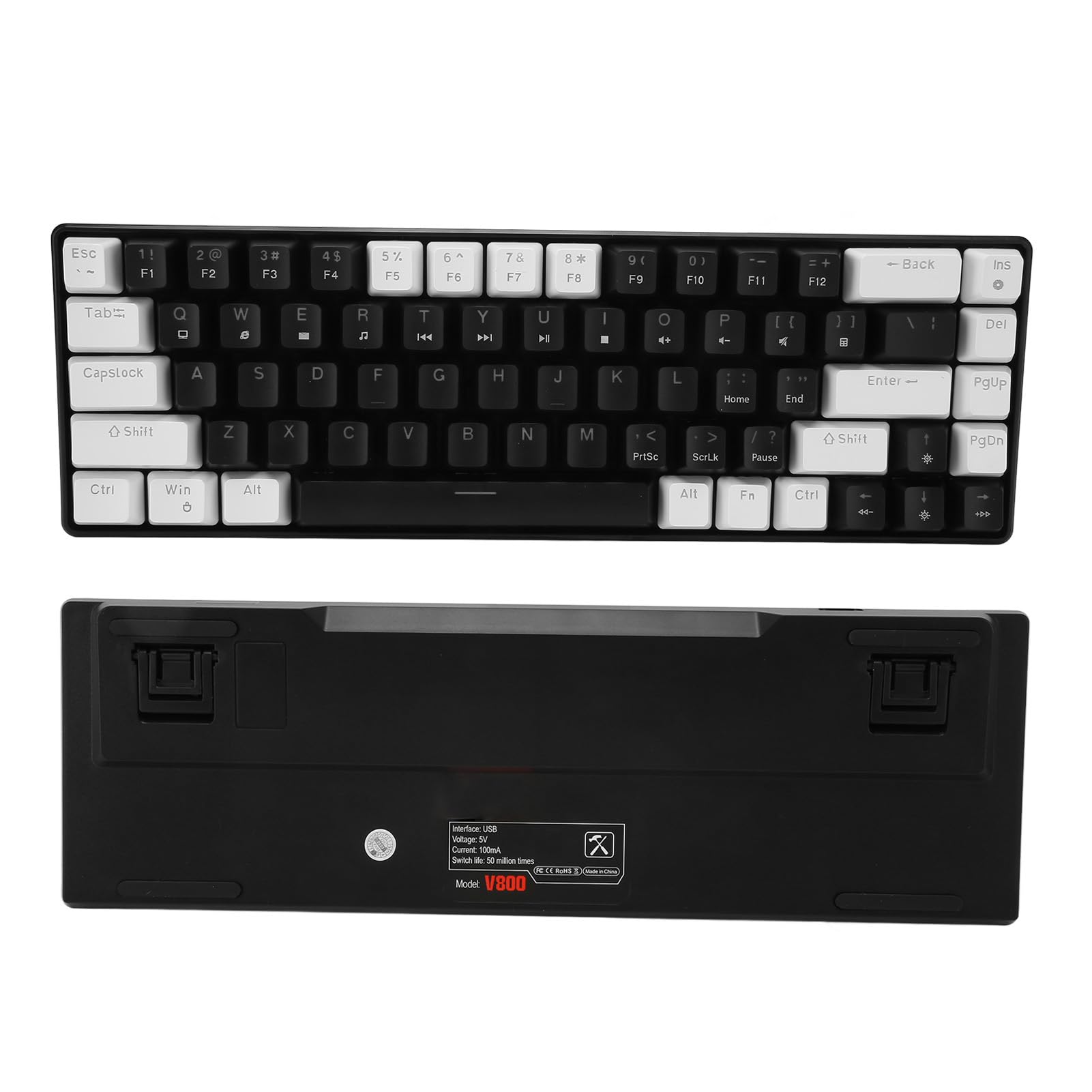 Tastiera meccanica RGB per giocare per scrivere efficienza e intrattenimento a casa (bianco nero)