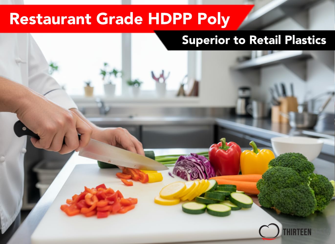 Gruba biała plastikowa deska do krojenia 45 x 30 cm, grubość HDPP Poly - NSF dopuszczona do gastronomii, nadaje się do mycia w zmywarce - grubość 3/10.2 cm