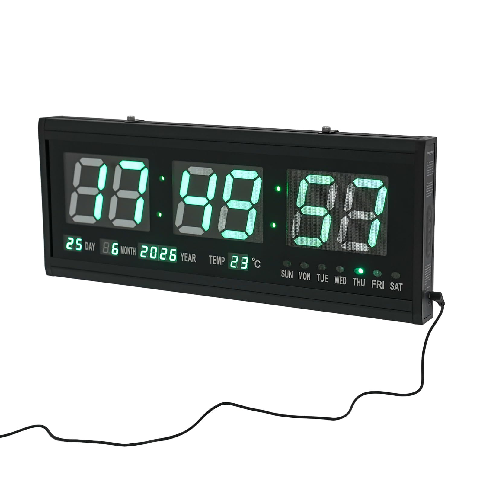 Digitale LED-wandklok met groot scherm met tijd, temperatuur
