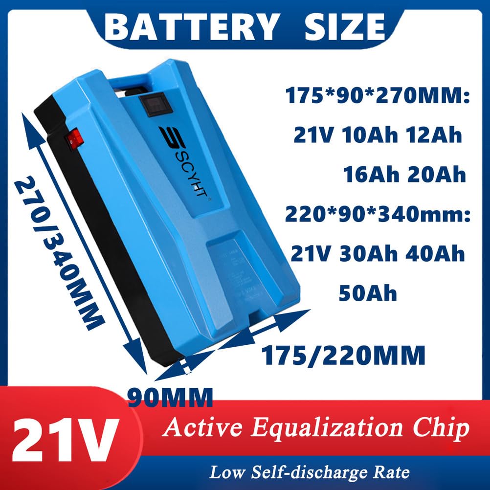 Akumulatory litowe 10Ah 12Ah 16Ah 30Ah 40Ah 52Ah 20Ah Akumulator wymienny 21V Akumulator kosiarki trawy do zestawu silnika 50W - 1100W z ładowarką i torbą,21v40ah 340mm